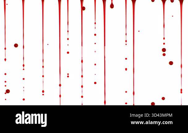 Dripping Shreds of Blood in Super Slow Motion . Isolated on White ...