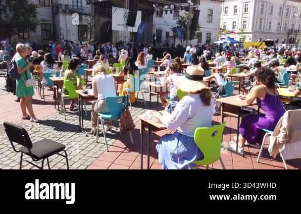 Timisoara, Romania, September 21, 2025, People write by hand during ...