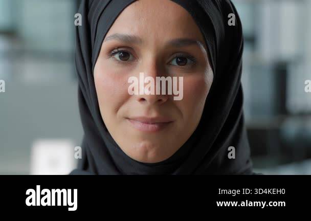 Female portrait close-up arabian smiling cute Muslim business woman in ...