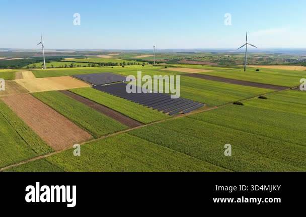 Solar panel array spreads across vibrant fields, highlighting renewable ...