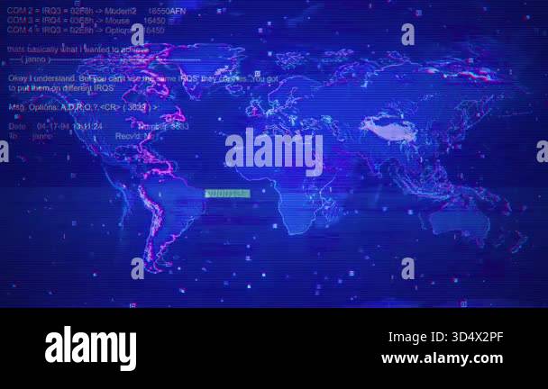 Warning on hacking background screen Blue color Stock Video Footage - Alamy