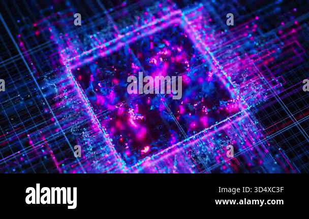 Artificial intelligence central processing unit animation. Quantum ...