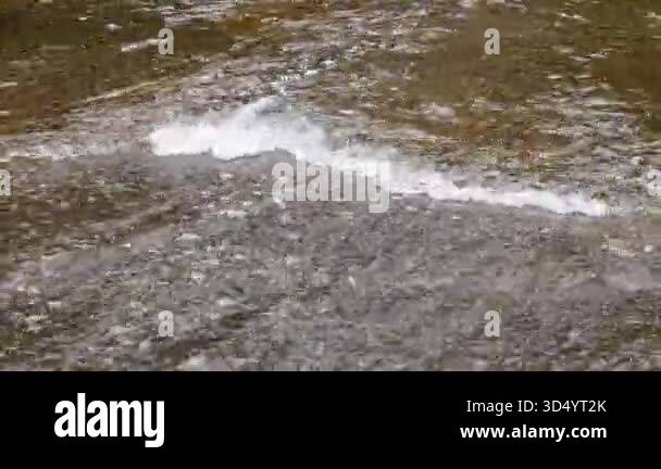 4K seamless loop of gentle river current creating wave-like ripples ...