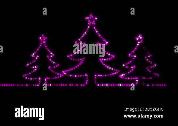 Neon Pink Christmas Tree with Swirling Garland - Glowing Holiday ...