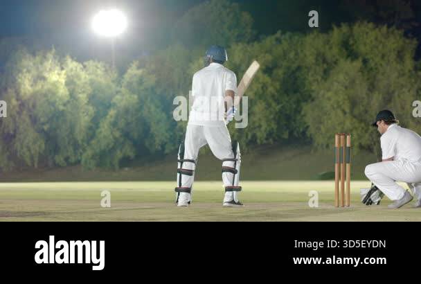 Receiving bowler's delivery after run, Indian batsman defending wicket ...