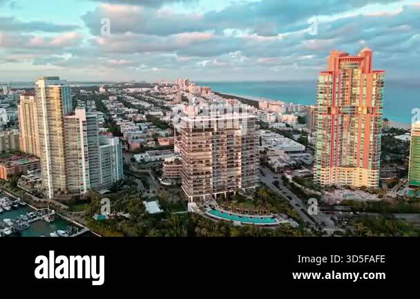 Picture of Aerial Miami beach. Luxury aerial landscape. South pointe. Skyscraper ...