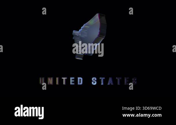 United states map spinning with digital glitch distortion, revealing ...