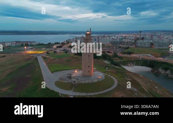 Tower Of Hercules In A Coruna Galicia Spain Aerial View Of A 