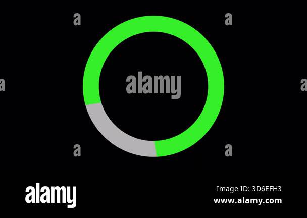 Looping green circular loading animation with numbers on a transparent ...