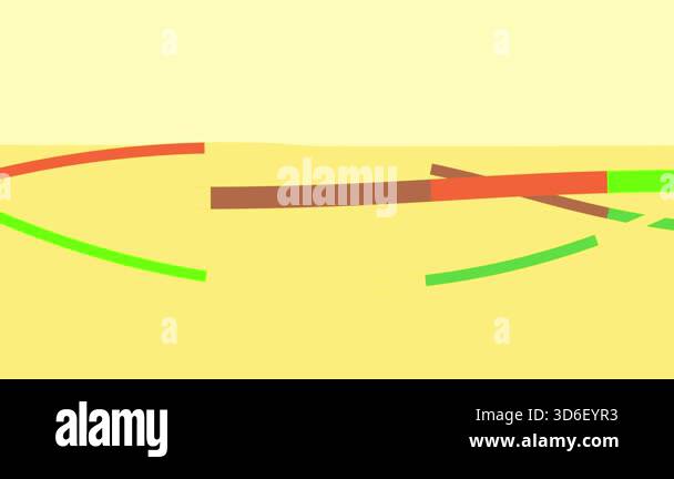 Abstract geometric composition with curved and straight lines in warm ...
