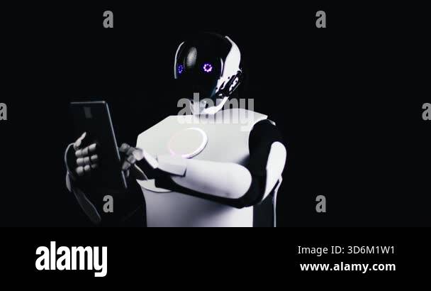 Machine Simulating Human Behaviour Advanced Humanoid Robot with LED Eyes Simulating Human Behavior Using ...