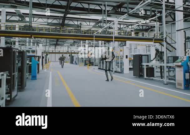 Humanoid Robots Working Automation and AI in Modern Futuristic Factory ...