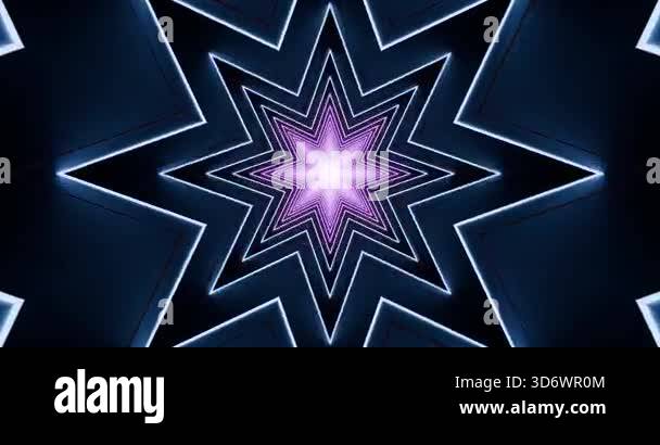 looping animation of Abstract geometric star pattern with purple glow ...