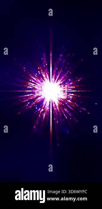 A glowing, sparkling light bursts outward. Particles radiate against ...