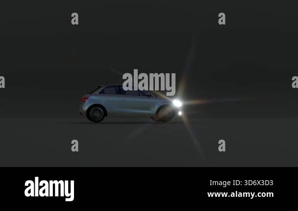 Sedan Car with Bright Headlights Animation Stock Video Footage - Alamy
