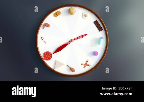 A 3d animation of food clock or roulette wheel, the concept of food ...