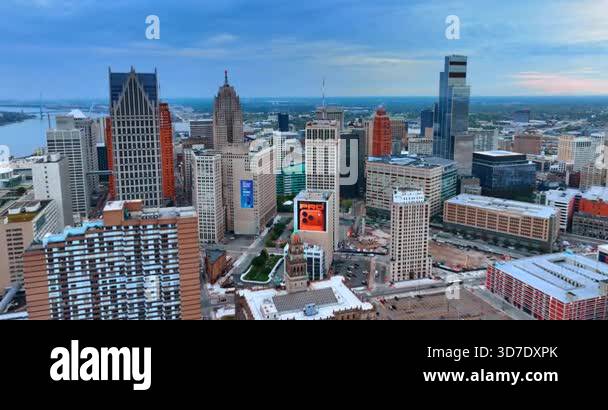 Detroit, USA, 28 July 2025: Detroit skyline with river backdrop. City ...