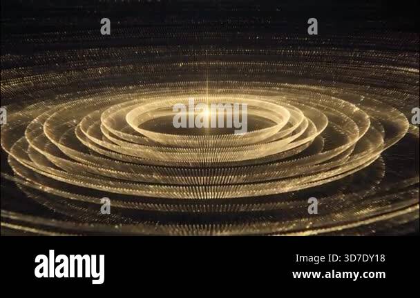 Abstract Golden Concentric Rings with Central Light Source Stock Video ...