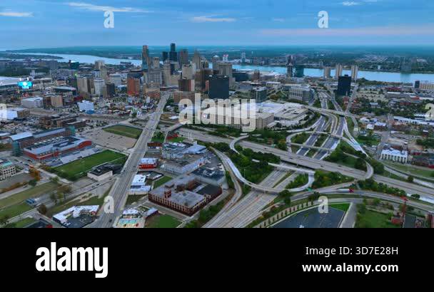 Detroit, USA, 28 July 2025: Developed system of roads in the urban ...