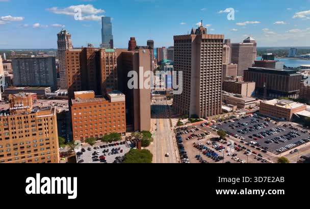 Detroit, USA, 28 July 2025: Plenty of cars are parked at the parking ...