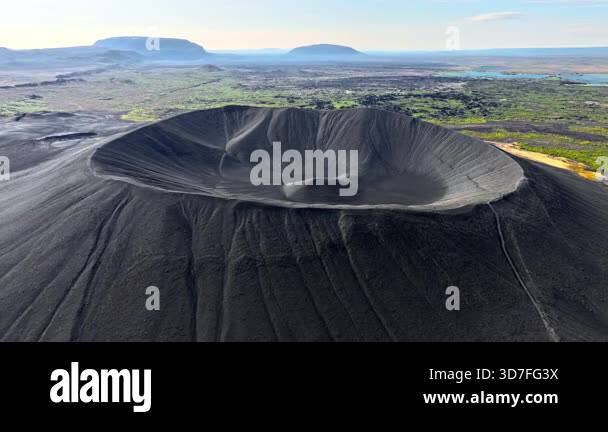 Inactive Volcano in the North of Iceland, Cinematic Aerial View ...