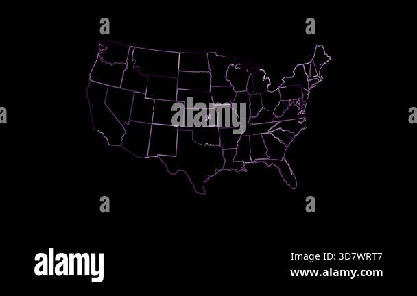 map of U.S.A with line World map location tracking animation World map ...