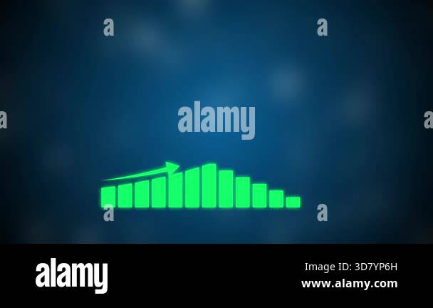 glowing neon line graph with infographic chart icon isolated on dark ...