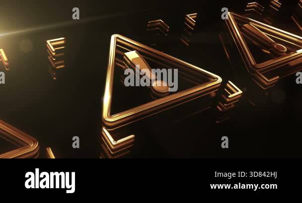 Alert warning and security breach alert golden metal shine symbol ...