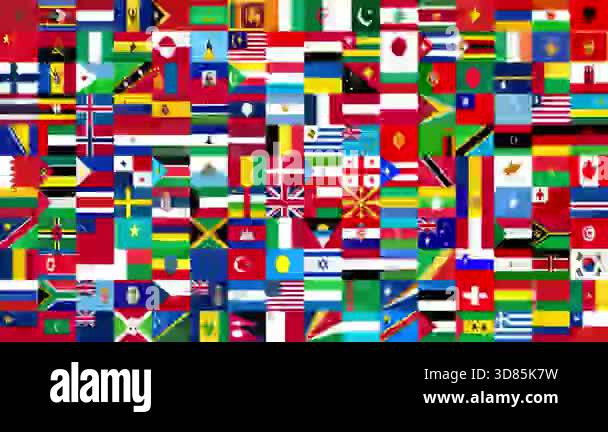 16x11 grid pattern of many different world country flags creating an ...