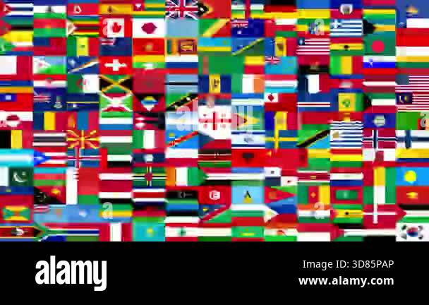 13x13 grid pattern of many different world country flags creating an ...