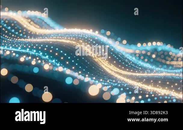 Glowing particles creating waves in dark background space Stock Video ...