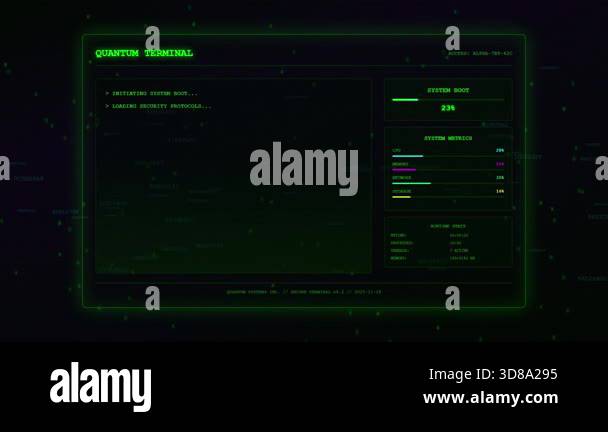 Futuristic System Boot Sequence Animation Green Tech Terminal UI ...