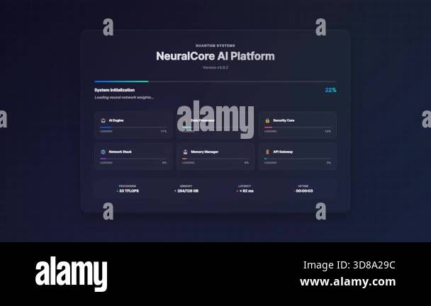Futuristic System Loading UI Animation Modern Tech Progress Bar Digital ...