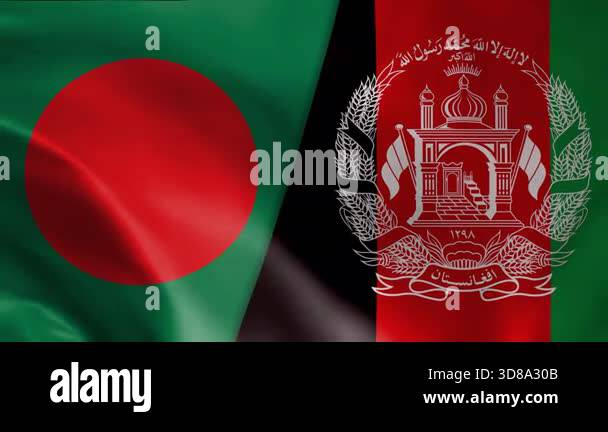 4K flag of Bangladesh vs Afghanistan video waving in the wind Stock ...