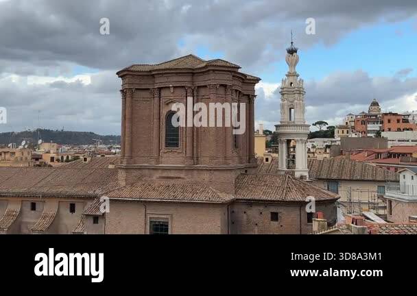 Rome, Italy Top view from a luxury mall rooftop bar showing terracotta ...