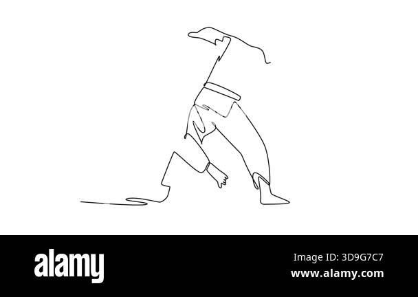 Self drawing animation single line draw two men are locked in close ...