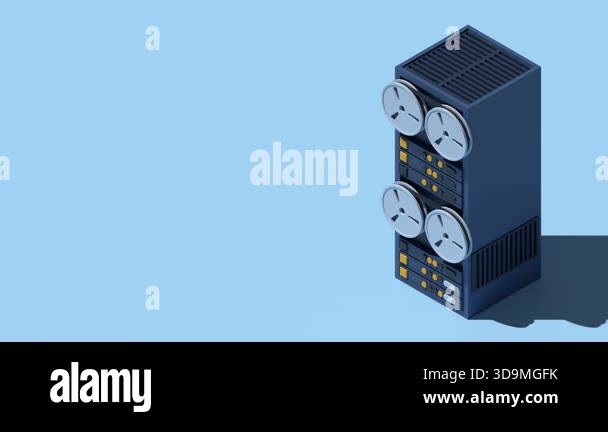 Server rack animation. Isometric server. Server network equipment ...