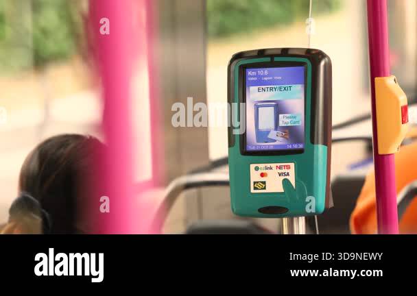 Singapore, July 3, 2025: Close up of an EZ Link card reader in a ...