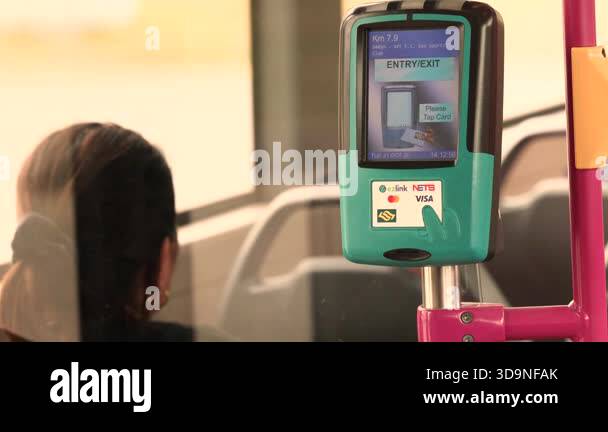 Singapore, July 3, 2025: Close up of an EZ Link card reader in a ...