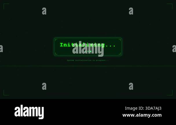 Futuristic System Boot Sequence Animation Green Tech Terminal UI ...
