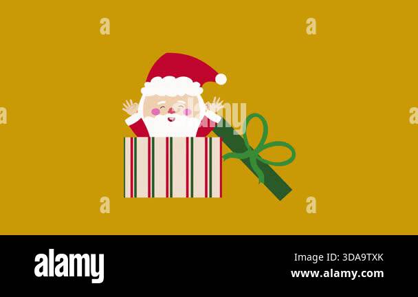 Surprised Santa Claus Popping Out of Big Christmas Gift Box, Festive ...