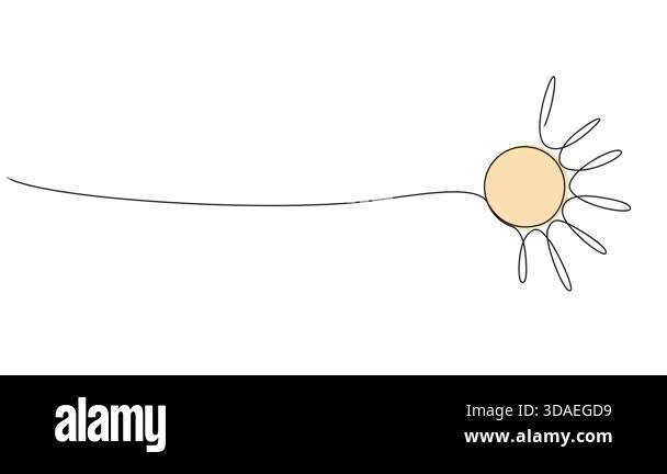 animated continuous line drawing of sun, line art animation Stock Video ...