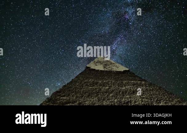 Egypt Giza Pyramid of Khafre and Starry Sky Milky Way Galaxy in the ...