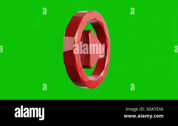Looping red play icon rotates on green background Stock Video Footage ...