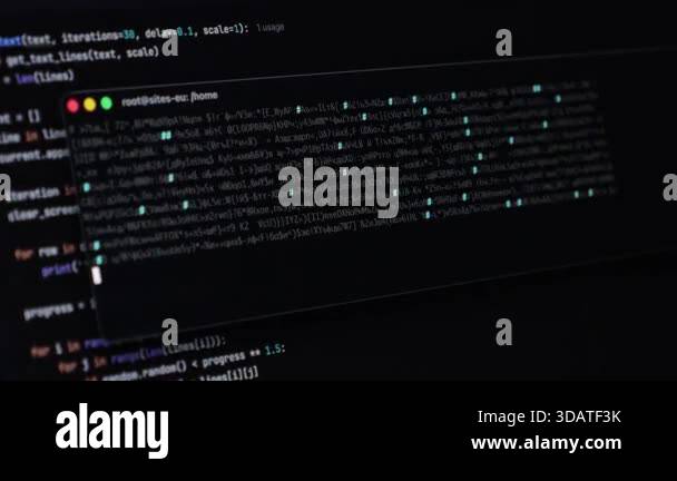 Dark computer terminal interface displays green pixelated AI CODING ...