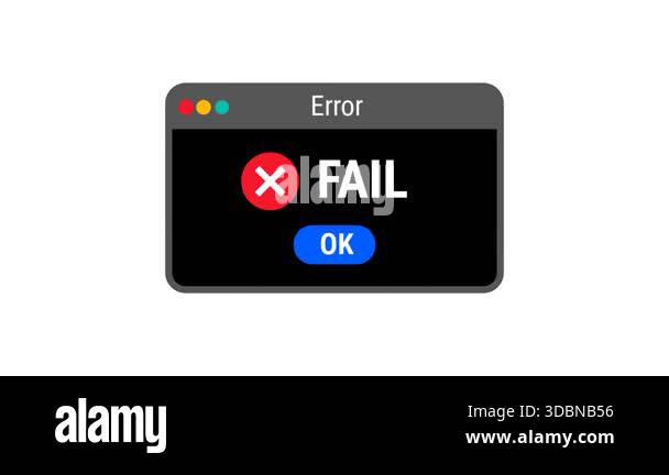 Dark themed fail notification popup with red cross icon emphasizing ...