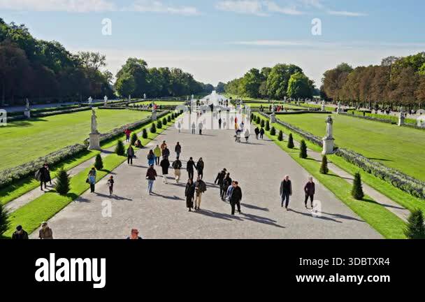 Tulip garden at Vondelpark with visitors strolling