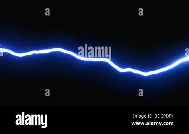A striking blue electrical discharge flowing across a completely dark ...