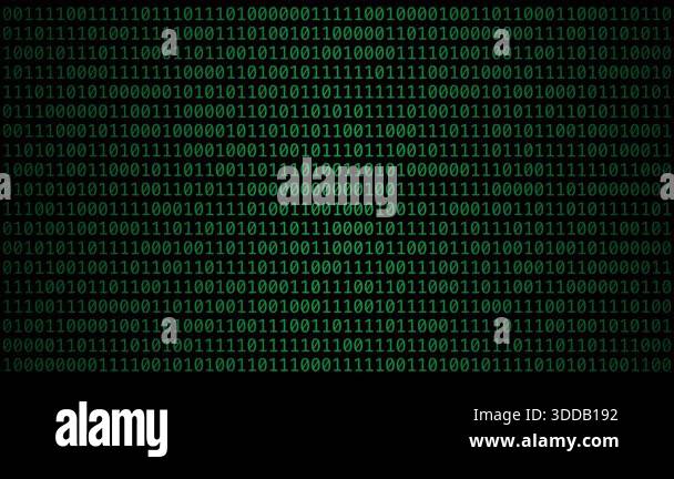 Abstract digital background featuring green binary code on a dark ...