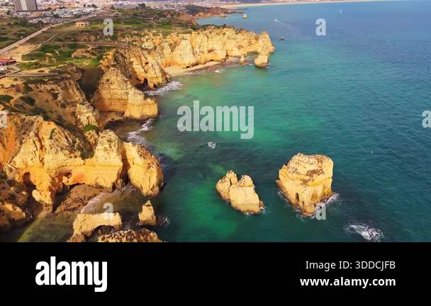 Ponta da Piedade Headland, Rock Formations, Cliffs, Atlantic Ocean on ...